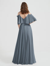 Volants Manches Spaghetti Bretelle Mousseline Robes Bleu de Schiste