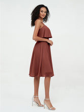 Bretelles Jupe Ronde Robes Courtes en Mousseline terracotta