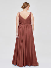 Robes Demoiselle d'honneure avec Deux Bretelles Mousseline terracotta