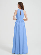 Licou Mousseline Simple Robe Avec Fente Bleu