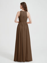 Licou Mousseline Simple Robe Avec Fente Brun