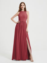Licou Mousseline Simple Robe Avec Fente Cannelle Rose