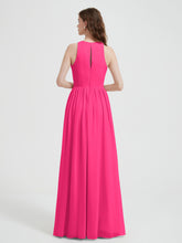 Licou Mousseline Simple Robe Avec Fente Fuchsia