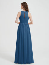 Licou Mousseline Simple Robe Avec Fente Bleu Encre
