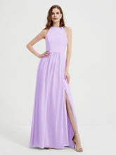 Licou Mousseline Simple Robe Avec Fente Lilas