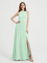 Licou Mousseline Simple Robe Avec Fente Vert Menthe