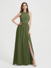 Licou Mousseline Simple Robe Avec Fente Olive Verte