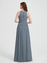 Licou Mousseline Simple Robe Avec Fente Bleu de Schiste