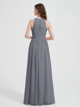 Licou Mousseline Simple Robe Avec Fente Gris Acier