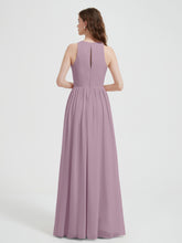 Licou Mousseline Simple Robe Avec Fente Vintage Mauve