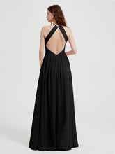 Licou Mousseline Robes Avec Corsage Plissé Noir