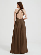 Licou Mousseline Robes Avec Corsage Plissé Brun