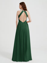 Licou Mousseline Robes Avec Corsage Plissé Vert Foncé