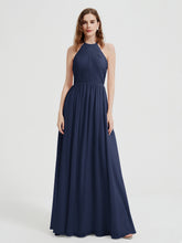 Licou Mousseline Robes Avec Corsage Plissé Bleu Marine