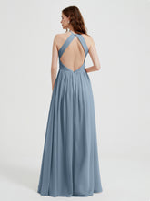 Licou Mousseline Robes Avec Corsage Plissé Bleu Poudré