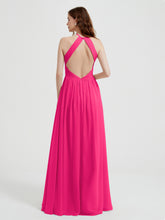 Licou Mousseline Robes Avec Corsage Plissé Fuchsia