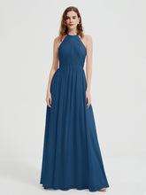 Licou Mousseline Robes Avec Corsage Plissé Bleu Encre