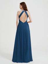 Licou Mousseline Robes Avec Corsage Plissé Bleu Encre