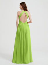 Licou Mousseline Robes Avec Corsage Plissé Vert Citron