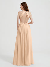 Licou Mousseline Robes Avec Corsage Plissé Pêche