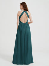 Licou Mousseline Robes Avec Corsage Plissé Paon