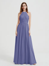 Licou Mousseline Robes Avec Corsage Plissé Pervenche
