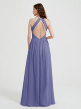 Licou Mousseline Robes Avec Corsage Plissé Pervenche