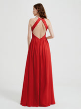 Licou Mousseline Robes Avec Corsage Plissé Rouge