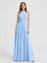 Licou Mousseline Robes Avec Corsage Plissé Bleu Ciel