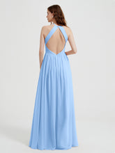 Licou Mousseline Robes Avec Corsage Plissé Bleu Ciel