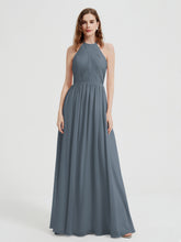 Licou Mousseline Robes Avec Corsage Plissé Bleu de Schiste