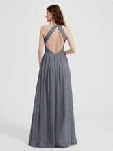 Licou Mousseline Robes Avec Corsage Plissé Gris Acier