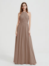 Licou Mousseline Robes Avec Corsage Plissé Taupe