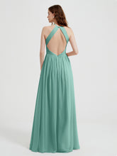 Licou Mousseline Robes Avec Corsage Plissé Turquoise