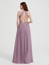 Licou Mousseline Robes Avec Corsage Plissé Vintage Mauve