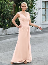 Robe Fourreau Froncée à Col en V avec Haut en Dentelle Rose Perle