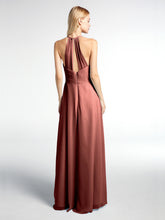 Robe de Demoiselle d'Honneur Élégante à Bretelles Spaghetti avec Col en V terracotta