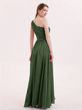 Robes avec Une Epaule Dentelle et Mousseline Olive Verte