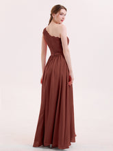 Robes avec Une Epaule Dentelle et Mousseline terracotta