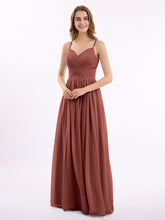 Col en Cœur Mousseline Robe avec Spaghetti Bretelle terracotta