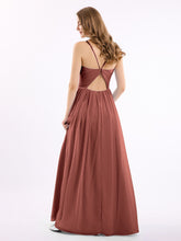 Col en Cœur Mousseline Robe avec Spaghetti Bretelle terracotta