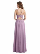Col en Cœur Mousseline Robe avec Spaghetti Bretelle Glycine