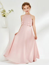 Robes de Demoiselle d'Honneur Junior avec Volants à Deux Couches Rose Poudré