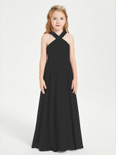 Robes de Demoiselles d'Honneur Junior Longues à Décolleté Grec Noir