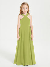 Robes de Demoiselles d'Honneur Junior Longues à Décolleté Grec Trèfle