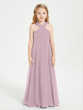 Robes de Demoiselles d'Honneur Junior Longues à Décolleté Grec Dusk
