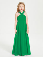 Robes de Demoiselles d'Honneur Junior Longues à Décolleté Grec Emeraude