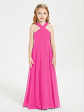 Robes de Demoiselles d'Honneur Junior Longues à Décolleté Grec Fuchsia