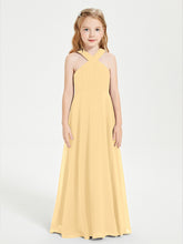 Robes de Demoiselles d'Honneur Junior Longues à Décolleté Grec Or