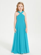 Robes de Demoiselles d'Honneur Junior Longues à Décolleté Grec Jade